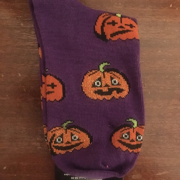 Halloween Glitter Jack-o-Lantern Pumpkin Socks - Picture 2 of 2